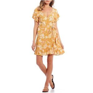 Billabong Wrap and Roll Floral Dress Bright Gold‎ S